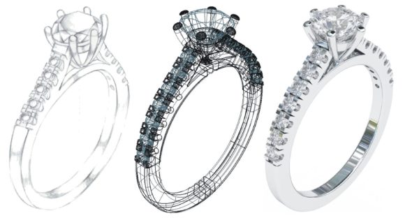 Engagement ring design sketch