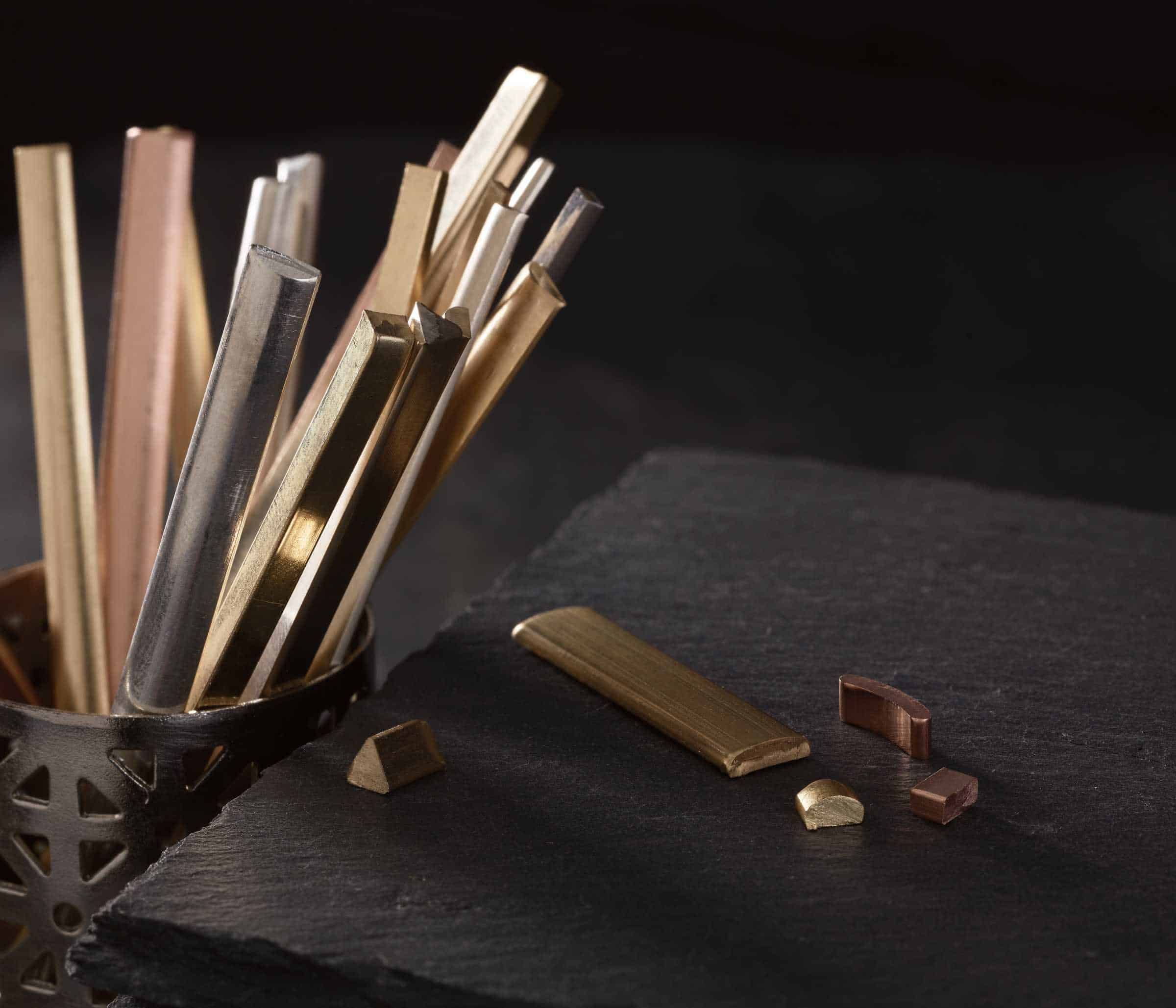 Gold ingots ready for casting at the LaProng ring making workshop