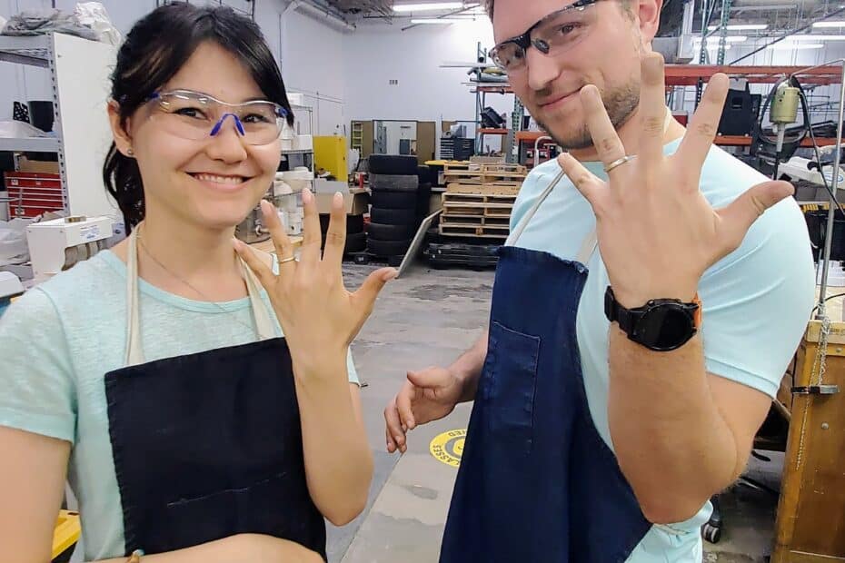 Making wedding ring workshop couple