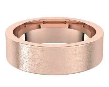 Flat ice-finish wedding ring in 14K rose gold