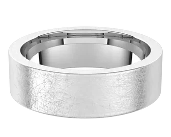 Flat ice-finish wedding ring in 14K white gold