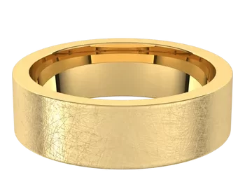 Flat ice-finish wedding ring in 14K yellow gold