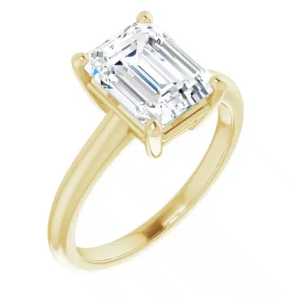 Build your own emerald style engagement ring Yellow gold example featured display