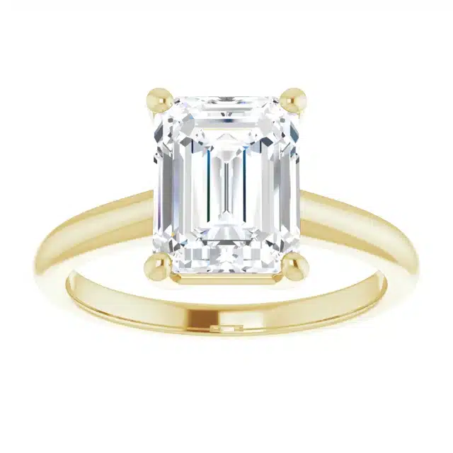 Build your own emerald style engagement ring Yellow gold example featured
