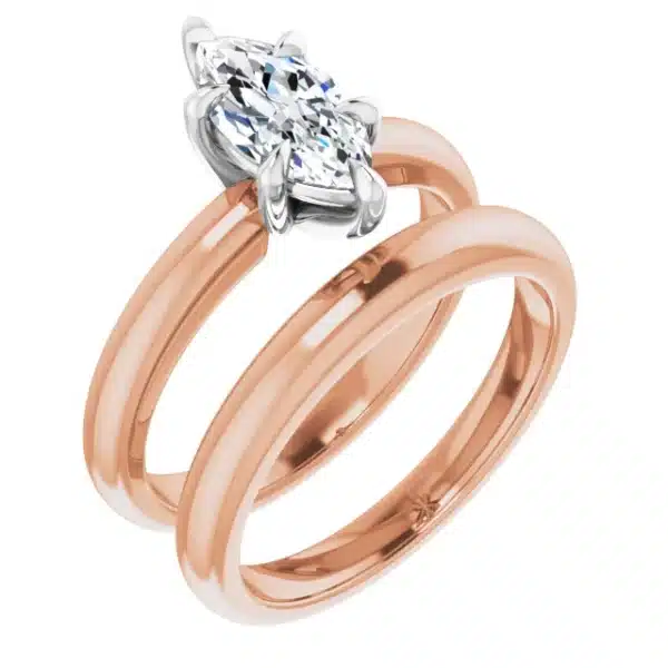 Marquise-shape-engagement-ring-rose-gold-example-with-wedding-ring