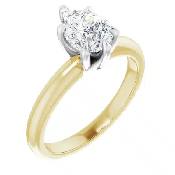 Build your own Pear cut diamond engagement ring like this example in yellow gold right