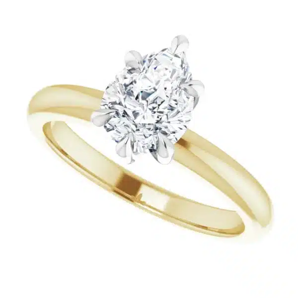 Build your own Pear cut diamond engagement ring like this example in yellow gold top view