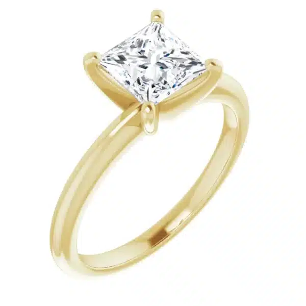 Build your own Princess cut diamond engagement ring like this example in yellow gold