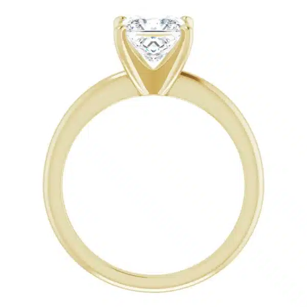 Build your own Princess cut diamond engagement ring like this example in yellow gold side