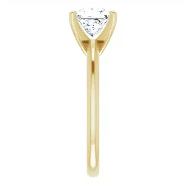 Build your own Princess cut diamond engagement ring like this example in yellow gold profile