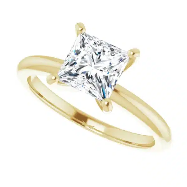 Build your own Princess cut diamond engagement ring like this example in yellow gold left