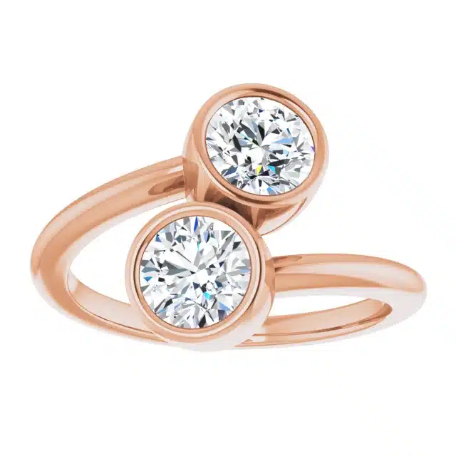 Two Diamond Chevron V Stack Gold Ring - Abhika Jewels