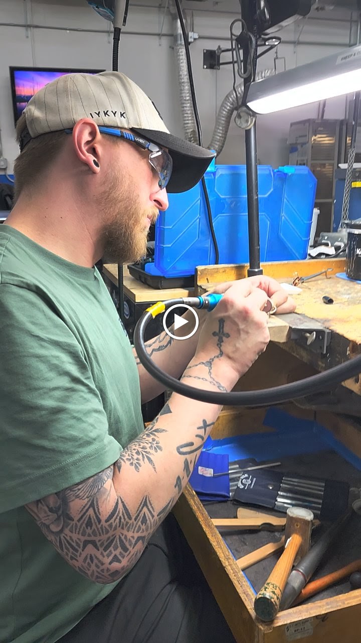 Man creating his own engagement ring with LaProng Jewelers in the Make Your Own Engagement Ring Class.