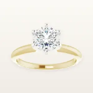 Handmade 18K gold solitaire engagement ring with a GIA-certified natural diamond, made at the LaProng workshop in Dallas