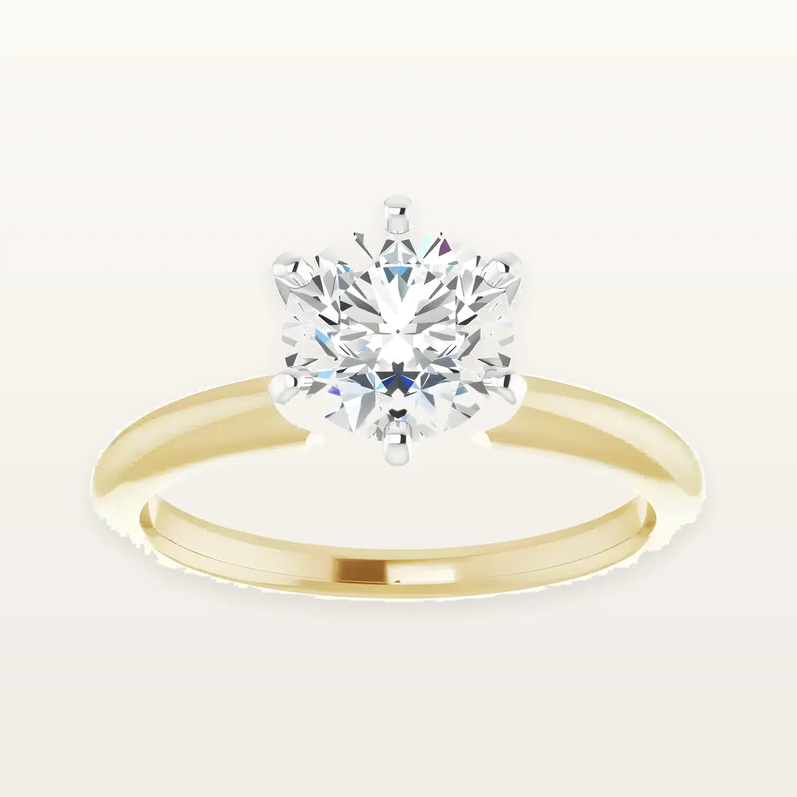 Handmade 18K gold solitaire engagement ring with a GIA-certified natural diamond, made at the LaProng workshop in Dallas