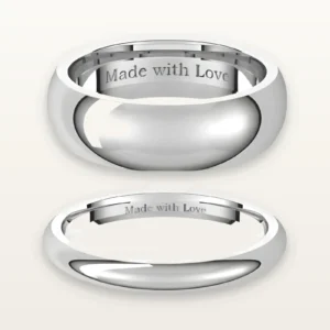 His and hers platinum wedding rings, hand-fabricated at the LaProng workshop in Carrollton, Texas