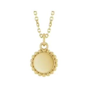 Engraved Beaded Disc Necklace, 14K Yellow Gold – custom-made with LaProng Jewelers