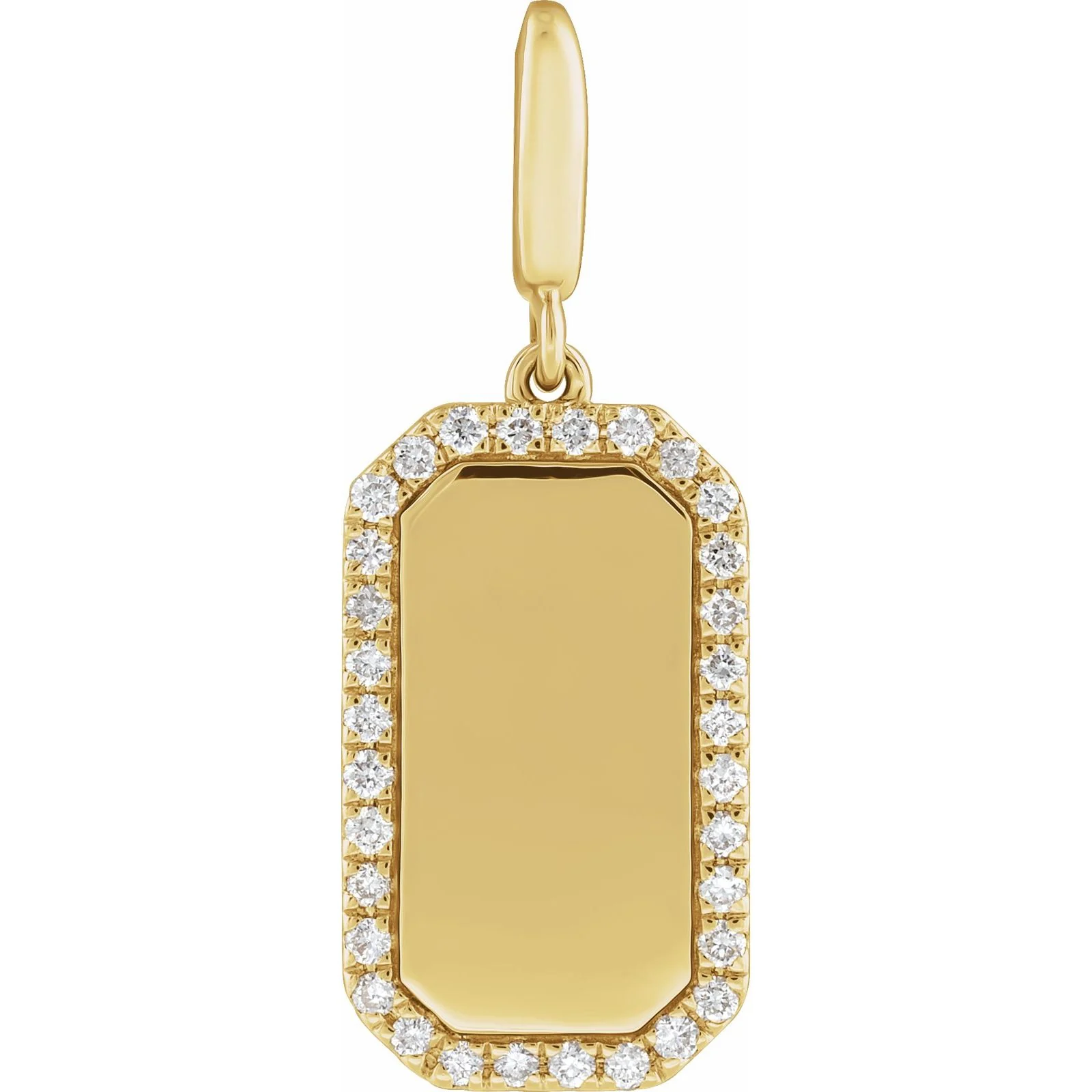 Engraved Dog Tag Pendant with Diamond Accent – custom-made with LaProng Jewelers
