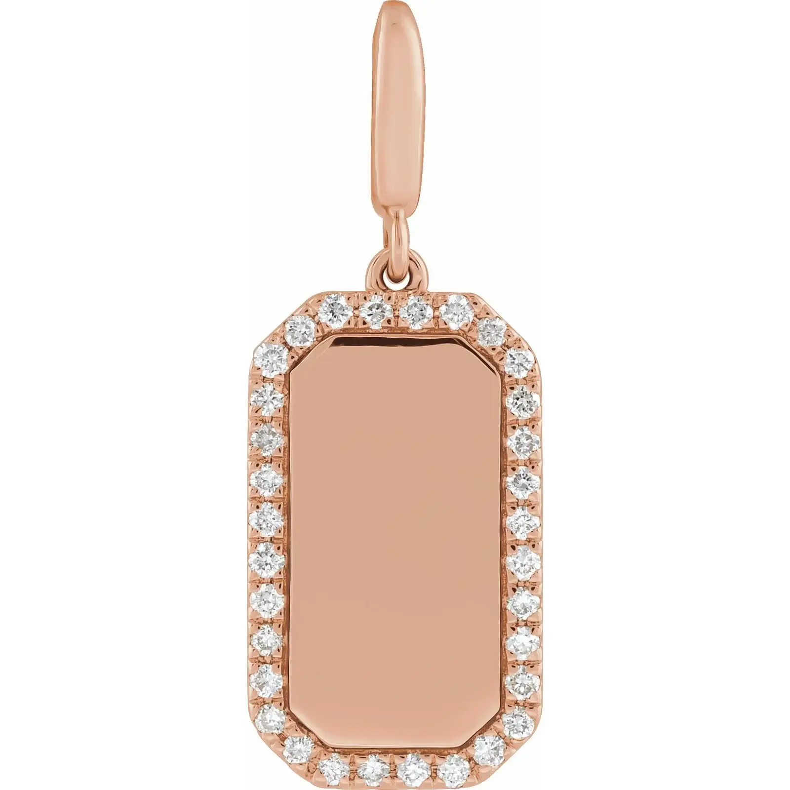 Engraved Dog Tag Pendant with Diamond Accent in 14K Rose Gold – LaProng Jewelers