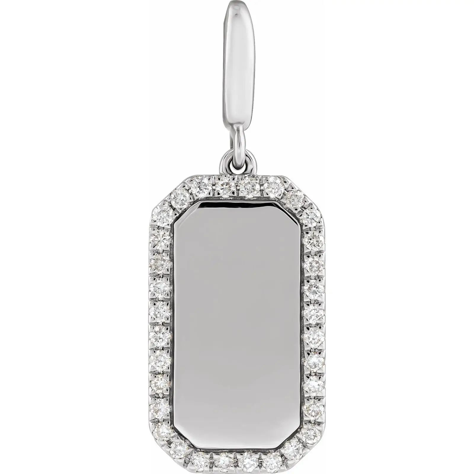 Engraved Dog Tag Pendant with Diamond Accent in 14K White Gold – LaProng Jewelers