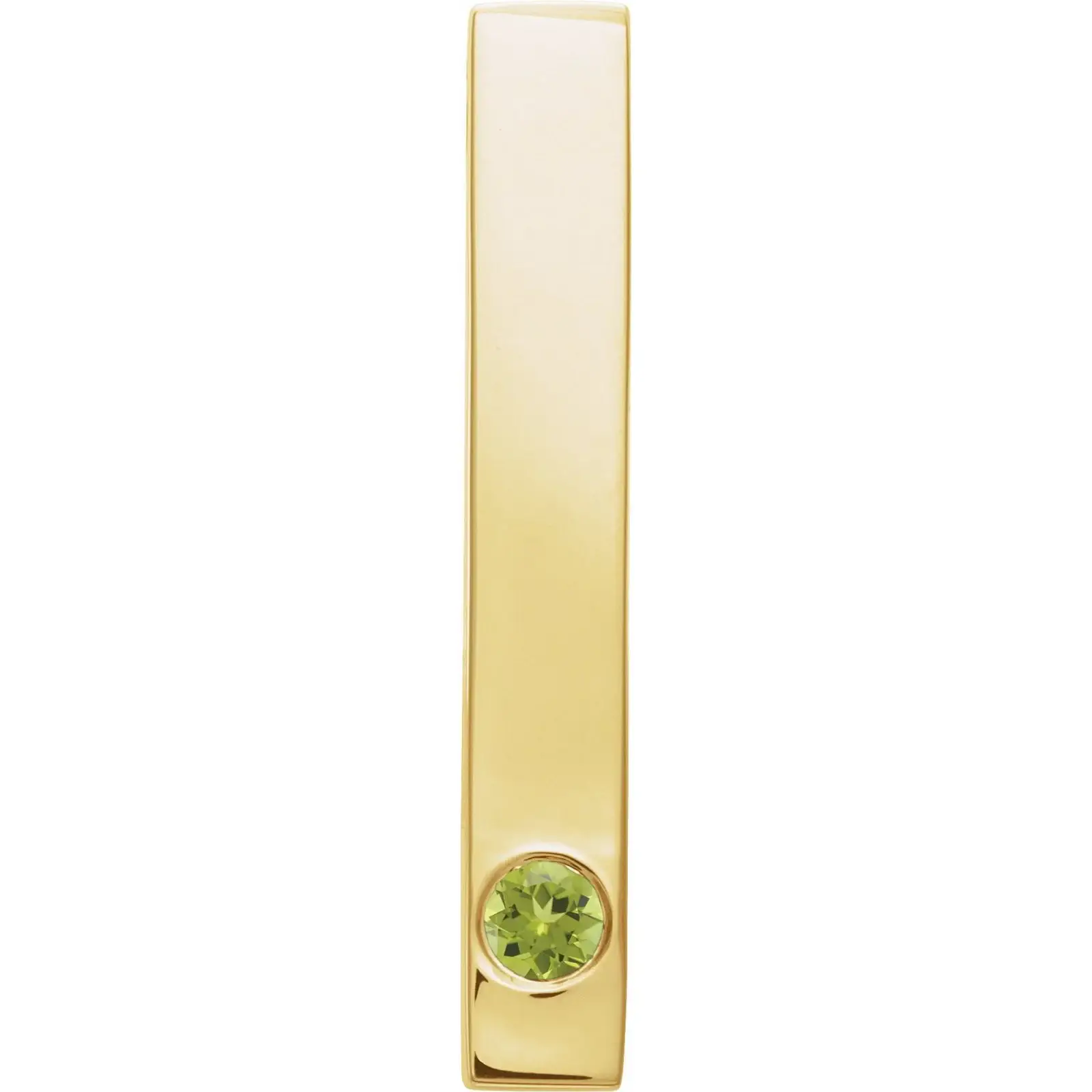 Family Engravable Bar Pendant, Natural Peridot, 14K Yellow Gold – LaProng Jewelers