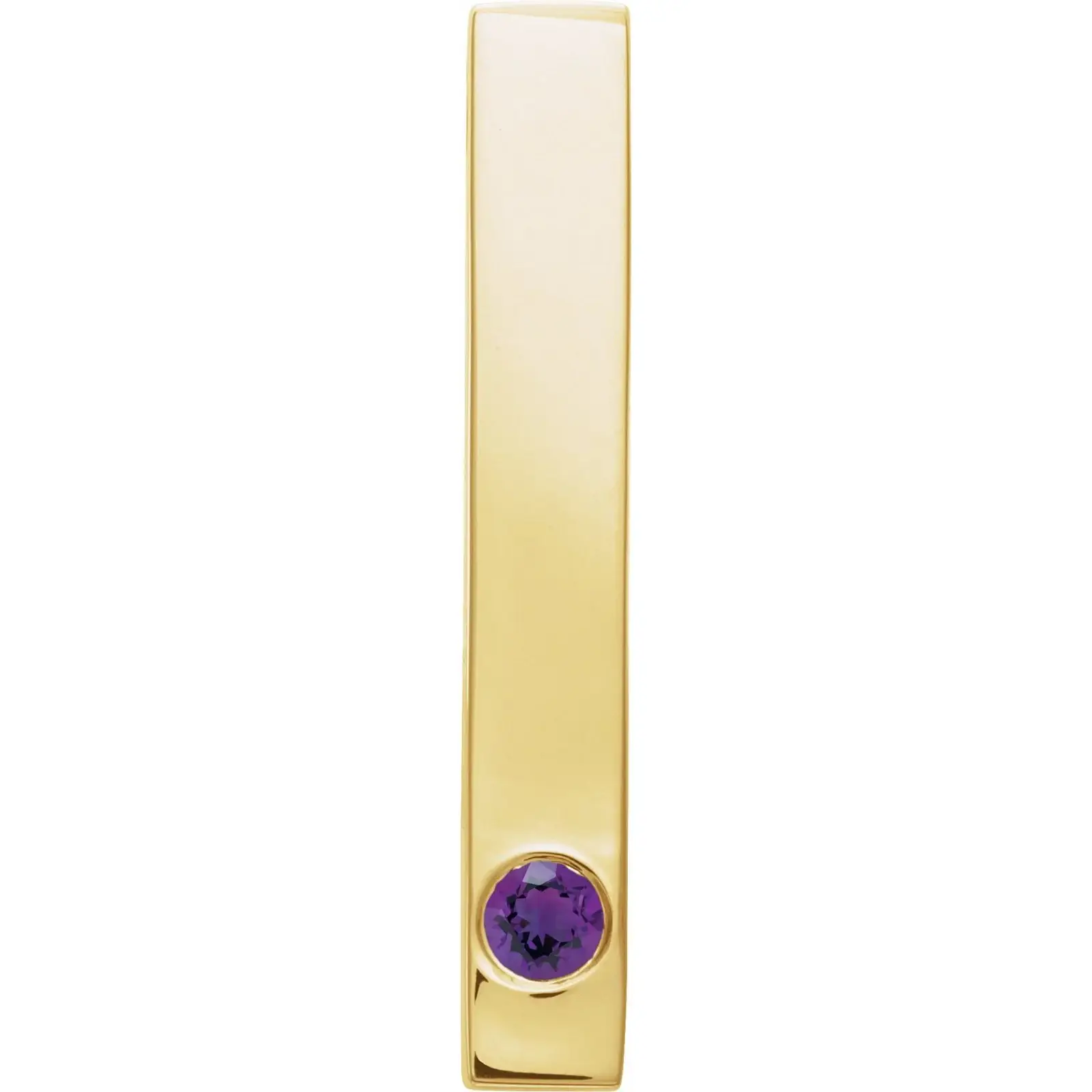Family Engravable Bar Pendant, Natural Amethyst, 14K Yellow Gold – LaProng Jewelers