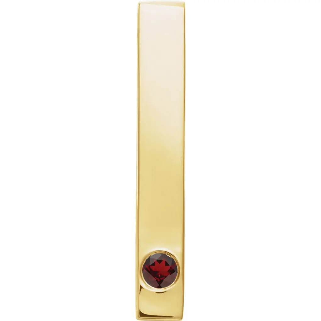 Family Engravable Bar Pendant, Natural Mozambique Garnet, 14K Yellow Gold – LaProng Jewelers