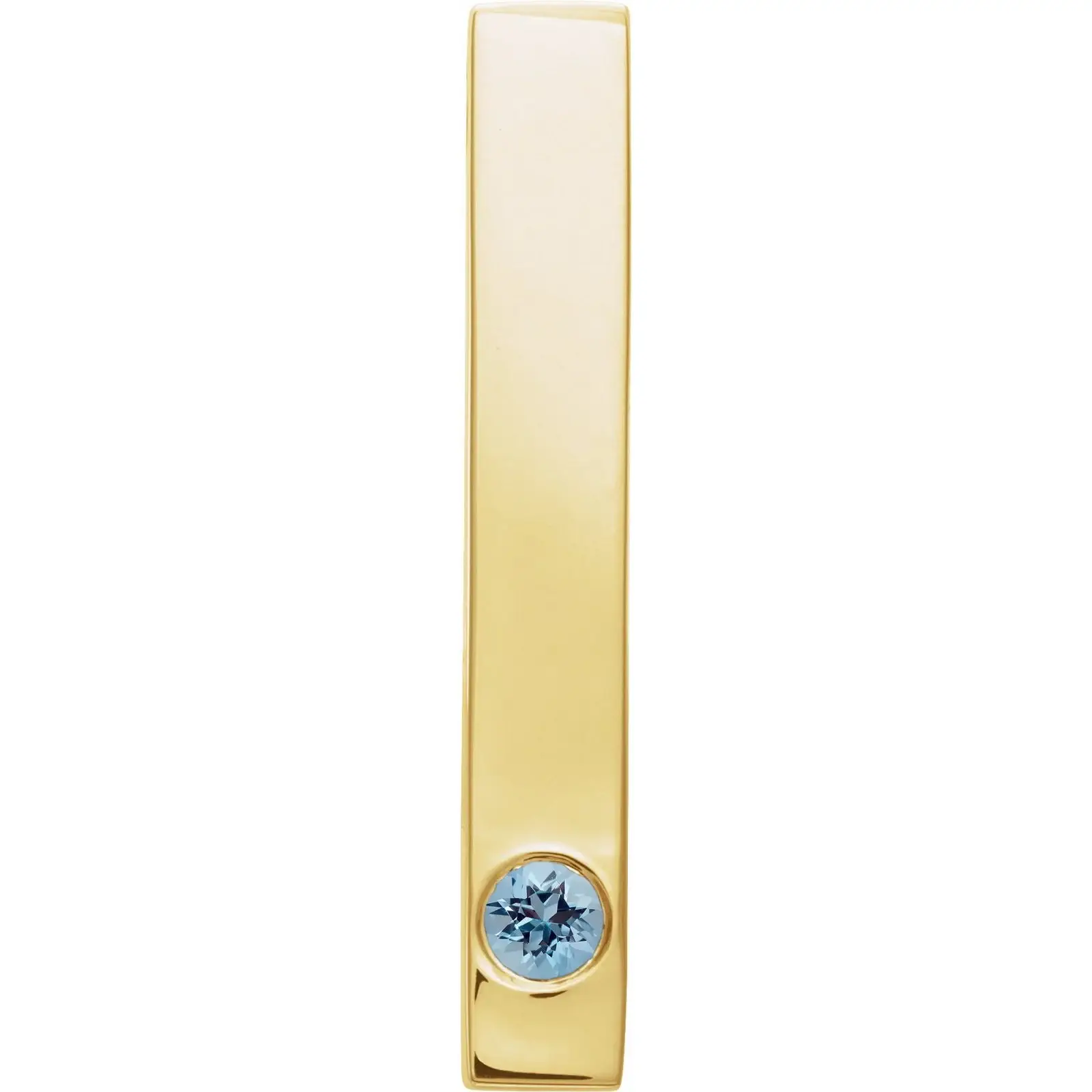 Family Engravable Bar Pendant, Natural Aquamarine, 14K Yellow Gold – LaProng Jewelers