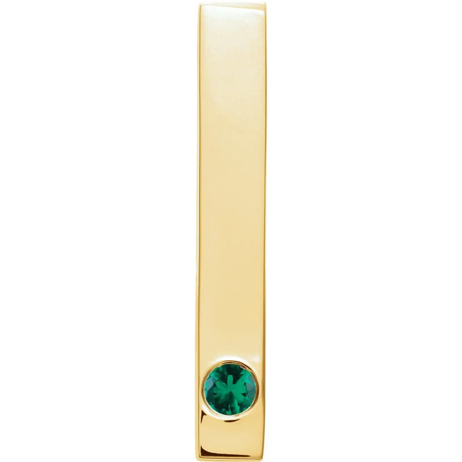 Family Engravable Bar Pendant, Natural Emerald, 14K Yellow Gold – LaProng Jewelers