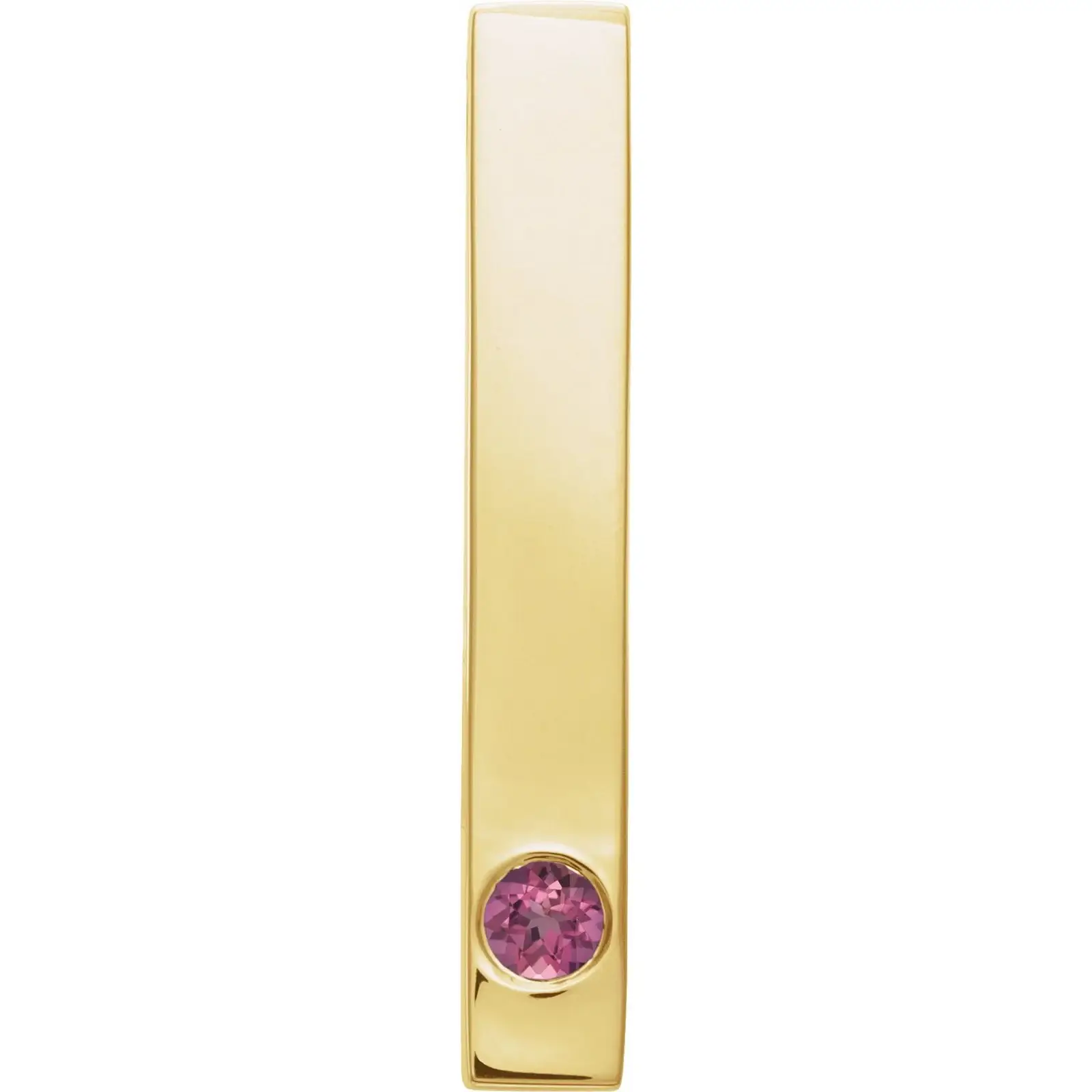 Family Engravable Bar Pendant, Natural Pink Tourmaline, 14K Yellow Gold – LaProng Jewelers