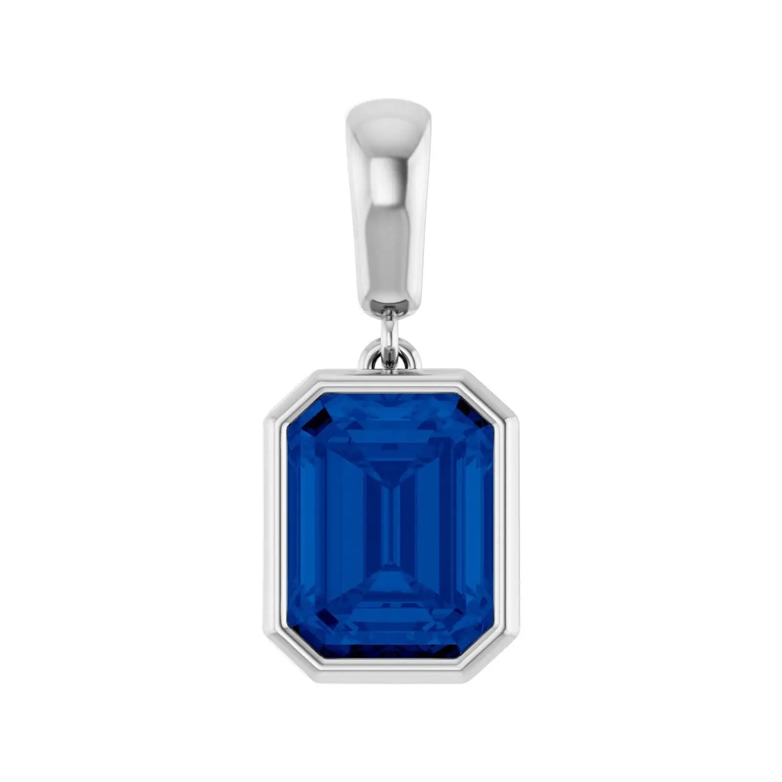 Lab-Grown Blue Sapphire Bezel Charm/Pendant, 14K Yellow Gold in 14K White Gold – LaProng Jewelers