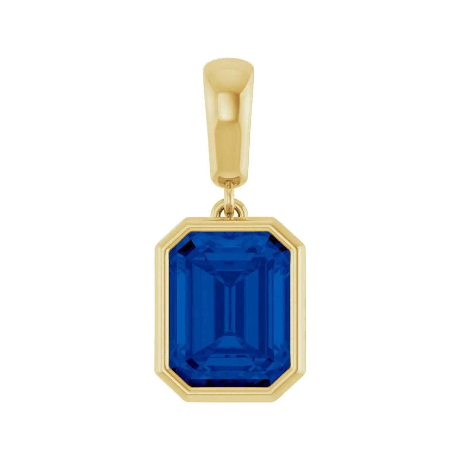 Lab-Grown Blue Sapphire Bezel Charm/Pendant, 14K Yellow Gold – custom-made with LaProng Jewelers