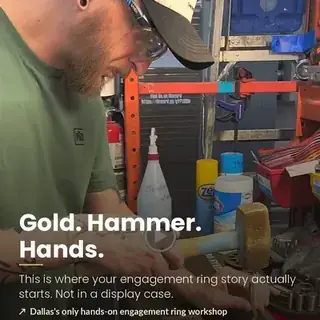 Hammering gold by hand at the LaProng studio bench