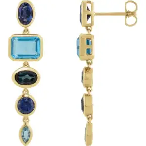 Multi-Stone Dangle Earrings, 14K Yellow Gold – custom-made with LaProng Jewelers