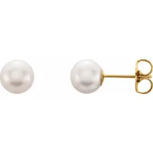 Pearl Stud Earrings, 14K Yellow Gold – custom-made with LaProng Jewelers